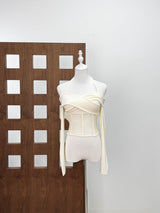 ava white Lace Knitted Fishbone Top Hip Skirt Two-Piece Set