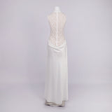 giselle flower embellished sleeveless lace maxi dress in white