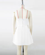 valerie 3d flower embellished strapless mini dress in white