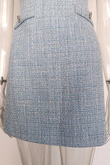 halter neck tweed vest mini dress in blue