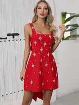 adora Sleeveless Diamond Bow Bandage Mini Dress in red