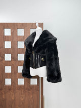 adelaide Faux Fur Corset Jacket in black