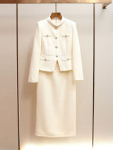 michaelia Cream Boucle Tailored Midi Dress set