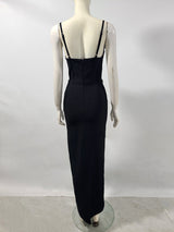 rita Rhinestone Bandage maxi dress in black