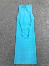 nancy hollow Bandage Maxi Dress in blue