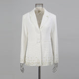 mirabelle Long Sleeve Pearl Blazer in white