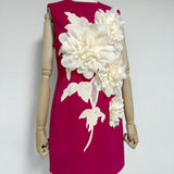 mandy 3d flower embellished Mini Dress in Black