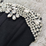 rita Rhinestone Bodycon strapless Bandage mini dress in black