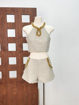 evangeline Sequin Top in apricot