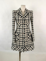 ophelia Houndstooth Tweed Mini Dress