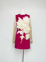 mandy 3d flower embellished Mini Dress in Black