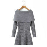 gwendolyn Off Shoulder Knit Mini Dress - Grey