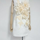 mandy 3d flower embellished Mini Dress in Black