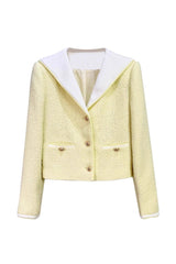 sigrid Boucle Contrast Collar Jacket in Yellow