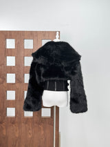 adelaide Faux Fur Corset Jacket in black