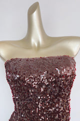 Strapless sequin Mini Dress in Burgundy