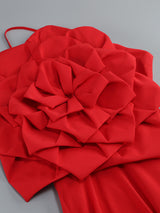 winifred 3d flower strap maxi dress in red