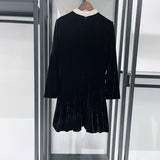 sheila Beaded Velvet puffy mini Dress in black