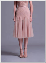 floral dentelle off-shoulder bustier corset net skirt set in pink