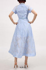 daisy Crystal embellished Midi Dress in blue