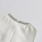 alyssa Round neck diamond sleeveless dress in white