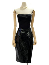 miriam black Sleeveless strapless cropped top mini skirt