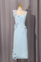 sabrina 3d flower Midi Dress in Blue