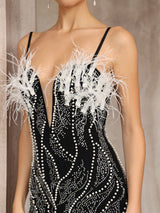 zenobia Pearl-embellished deep V-neck backless mini dress