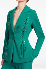 lydia Drawstring & tie-up jacket with flared trousers - green