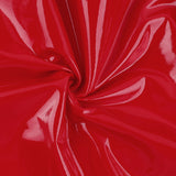 ELLA STRAPLESS HEART EMBELLISHED LEATHER MINI DRESS IN RED