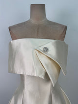 brianna One-shoulder satin mini dress in apricot