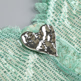 bertha high slit pleated sequin maxi dress in green