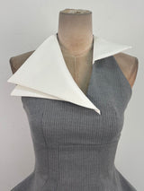 tiffany Halter Layered Pinstripe Mini Dress