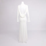 gloria DRAPED BACKLESS JERSEY MAXI DRESS in white