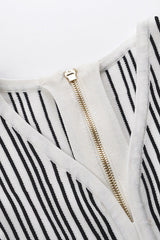 Two-tone v-neck sleeveless flared knit mini dress