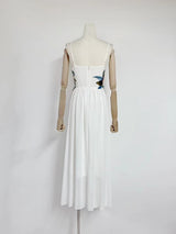 joann Appliqué Camellia Floral Maxi Dress in white