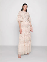 lalabelle tulle floral gown in apricot