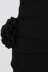 tammy Metal 3D Flower Hooded Midi Dress in black