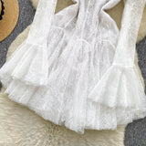 Green Embroidered Flared Mini Dress