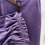 purple Asymmetrical cropped top velvet skirt two-piece set