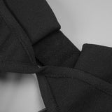 back slit knitted bandage maxi dress in black