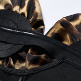 3d flower leopard pattern bandage maxi dress in black