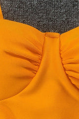 yellow Spaghetti Strap Backless midi dress