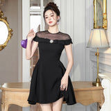 molly black tulle off-shoulder a-line mini dress