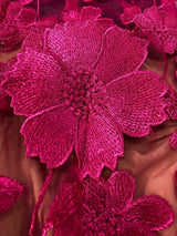 Rose red floral lace Long Sleeve Mini Dress