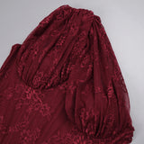 Wendy one-shoulder Lace maxi Dress In Burgundy