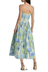 jolie multicolor floral bow Embroidered Poplin midi Dress