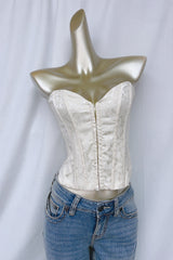 Brocade Satin Strapless Corset Top in white