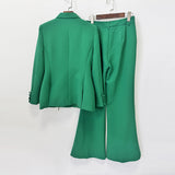lydia Drawstring & tie-up jacket with flared trousers - green