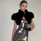 darlene Fur shawl top in black